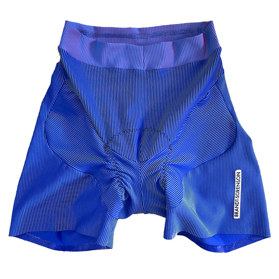 RIB KNIT BIKER SHORTS: TWO-TONE ELECTRIC BLUE/LIME