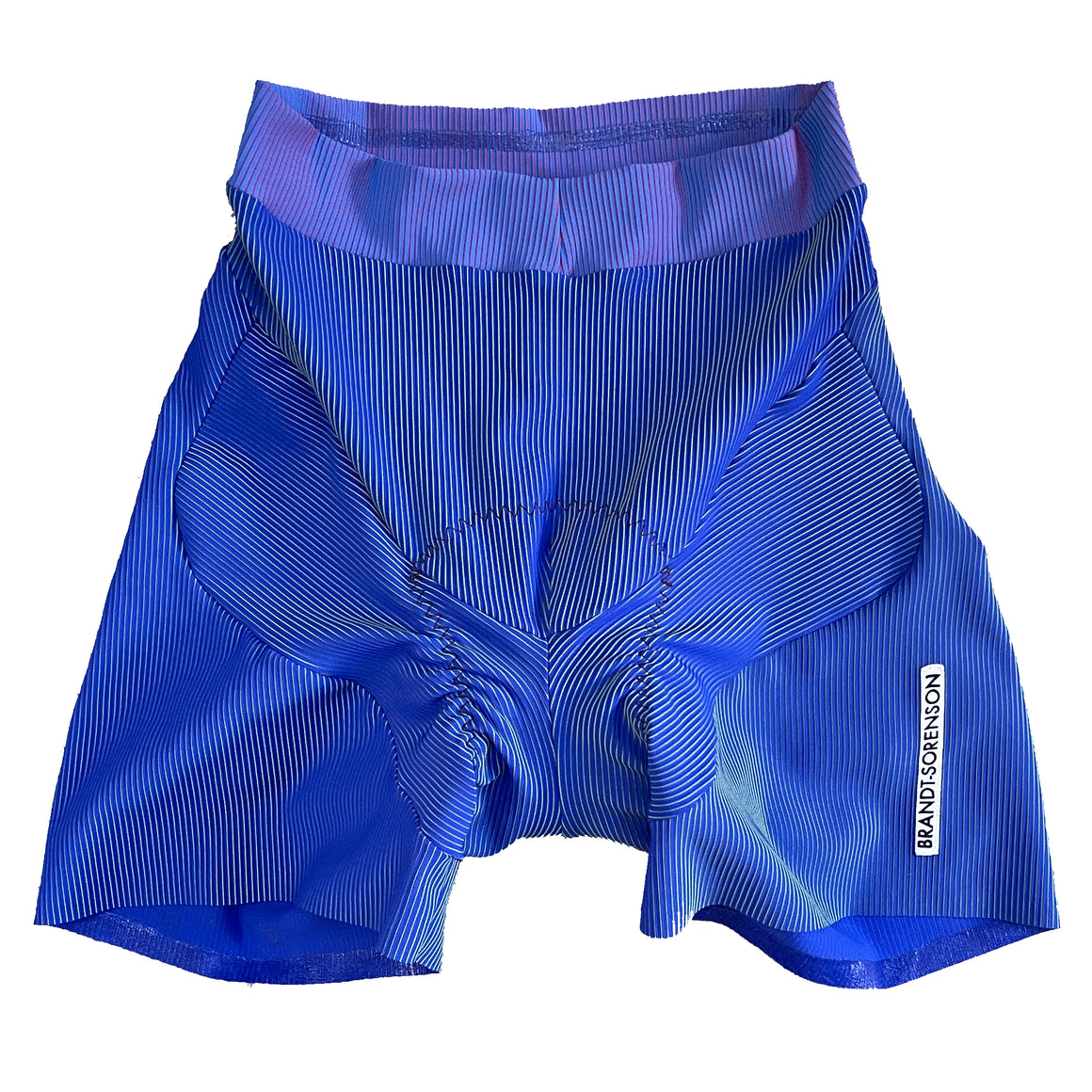 RIB KNIT BIKER SHORTS: TWO-TONE ELECTRIC BLUE/LIME