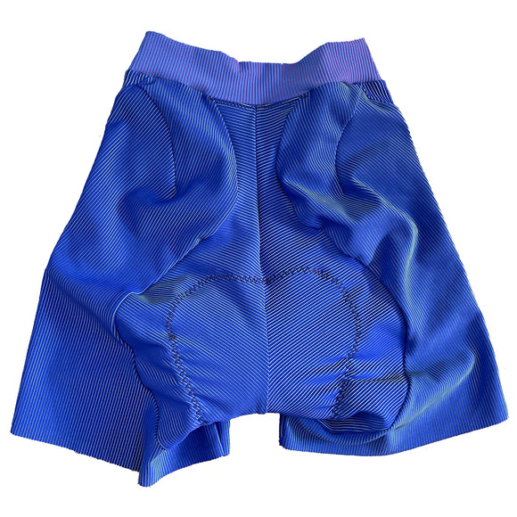 RIB KNIT BIKER SHORTS: TWO-TONE ELECTRIC BLUE/LIME