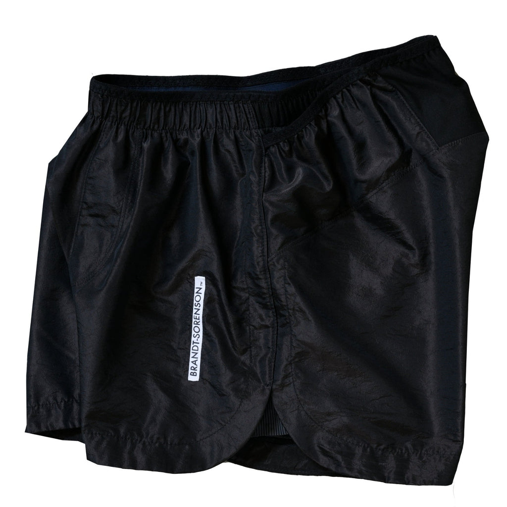 PURE SILK TAFFETA RUN SHORTS BLACK