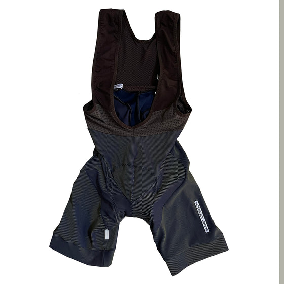 Rib Knit Bib Cycling Shorts: Two-Tone  Blue/Lime Green