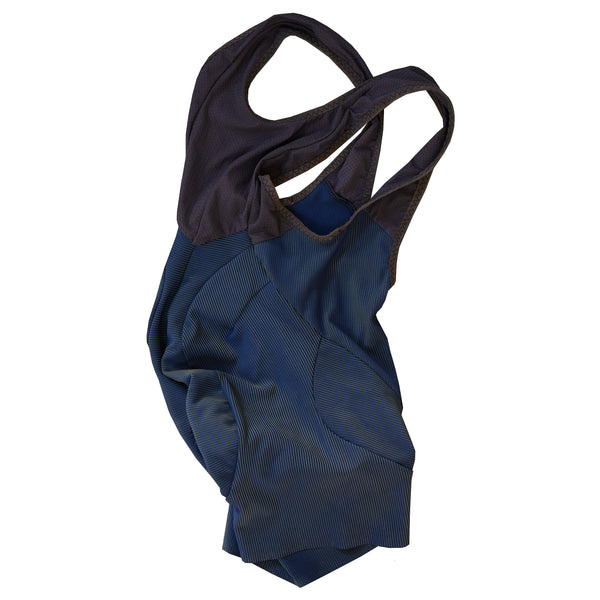 Rib Knit Bib Cycling Shorts: Two-Tone Blue/Lime Green - BRANDT-SORENSON