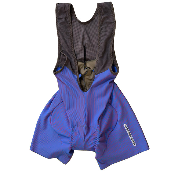Rib Knit Bib Cycling Shorts: Two-Tone Purple/Pink