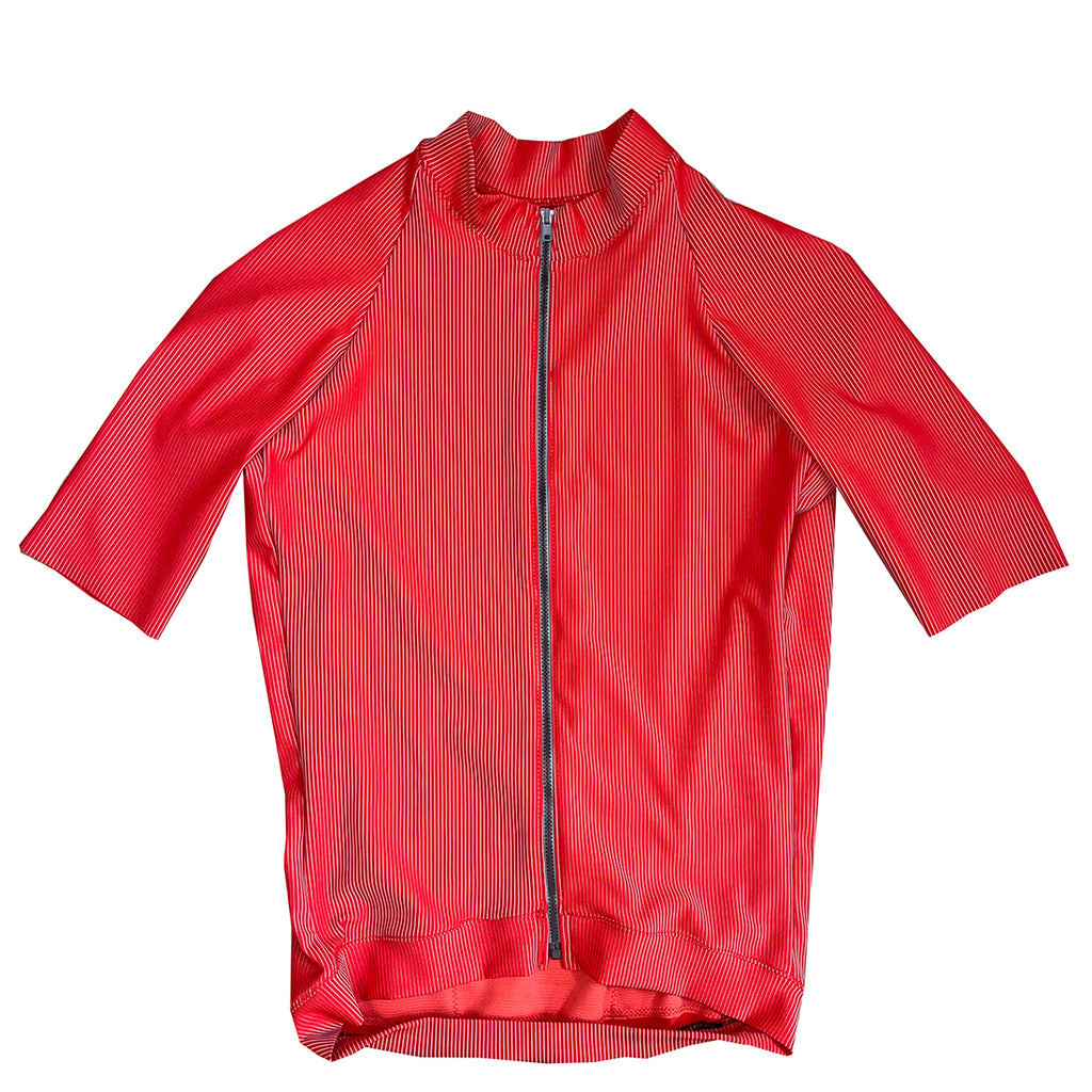 Rib Knit Air Jersey: Red/Grey