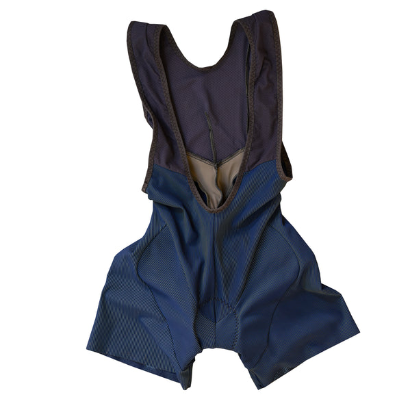 Rib Knit Bib Cycling Shorts: Two-Tone  Blue/Lime Green
