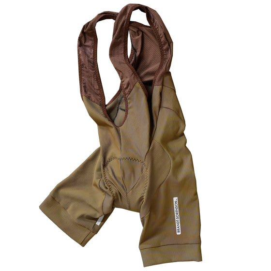 Rib Knit Bib Cycling Shorts: Two-Tone Taupe