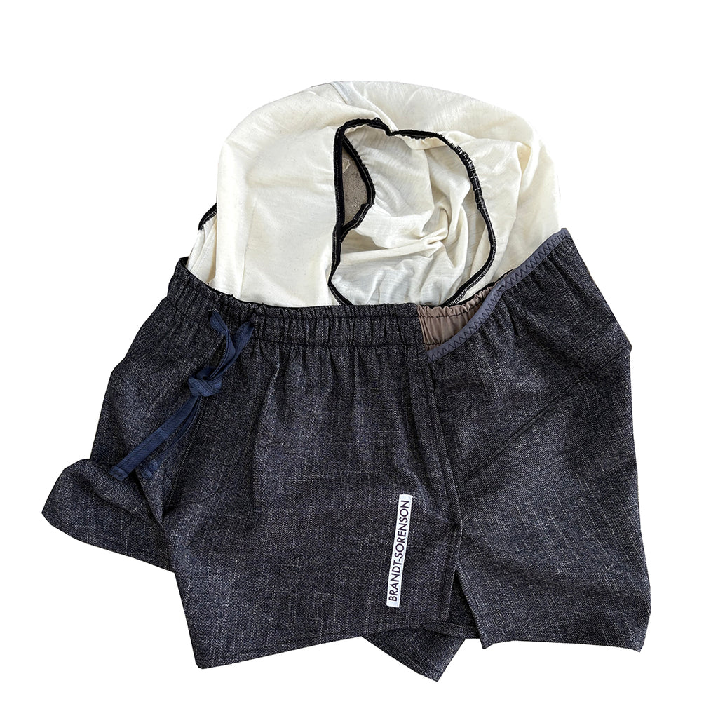 Wool Denim Split Shorts