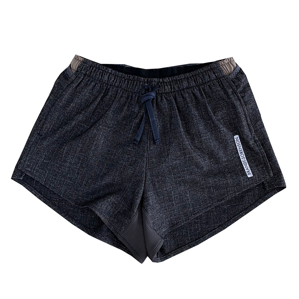 Wool Denim Split Shorts
